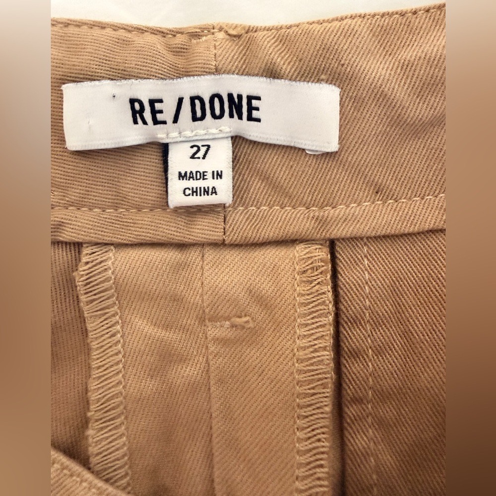 RE/DONE 90s High-Rise Loose Trousers Button Fly Twill Chino Washed Khaki - Picture 5 of 8